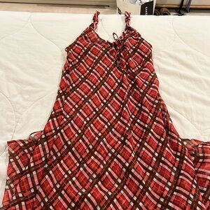 MANGO Red Plaid Maxi like new